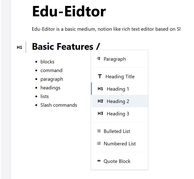 EduEditor: A Block-Based, Extensible Slate.js Rich Text Editor